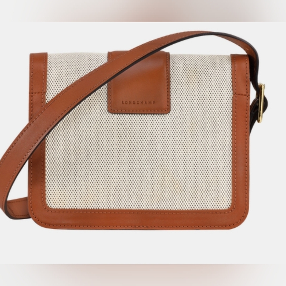Longchamp Boxtrot Crossbody Bag Small Toile Cognac Linen - Picture 6 of 12
